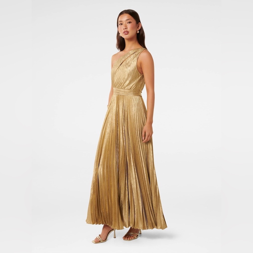 .*Ever New Melbourne Gold Jayla Metallic One Shoulder Maxi Dress